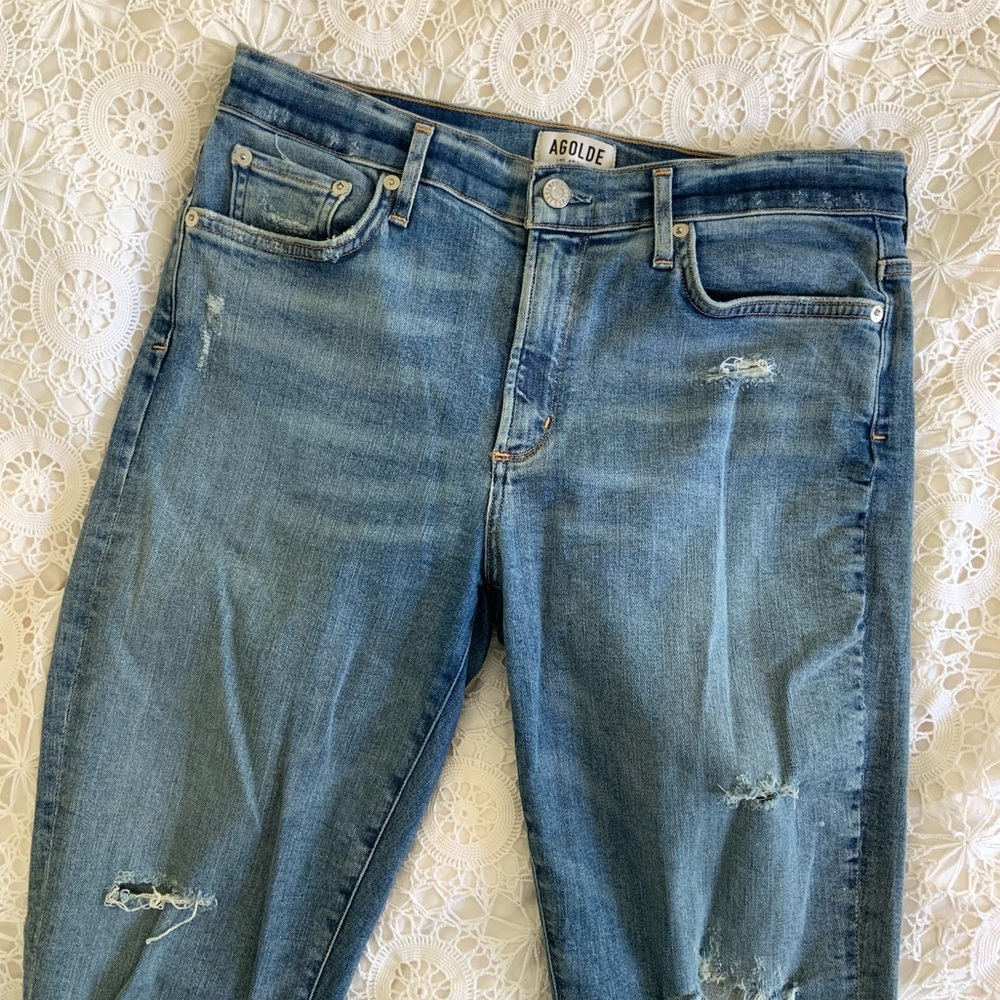 Agolde ripped straight leg denim jeans